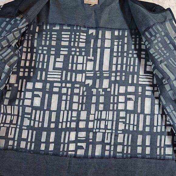 Chicos denim burnout open front jacket topper Size 2 (L/XL based on measurements - Picture 3 of 6